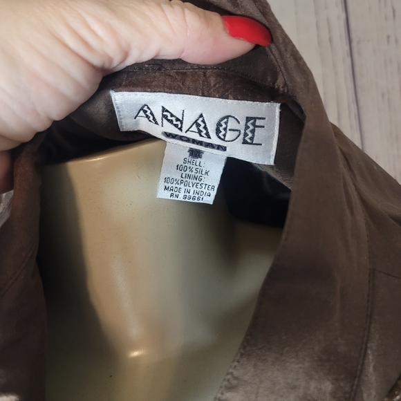 Vintage Anage Brown Silk/Sequin Jacket - Picture 10 of 11
